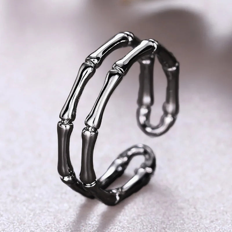 Stainless Steel Bamboo Rings For Women Men Modern Plant Design Unisex Jewelry Gift Fashion Ring T0098