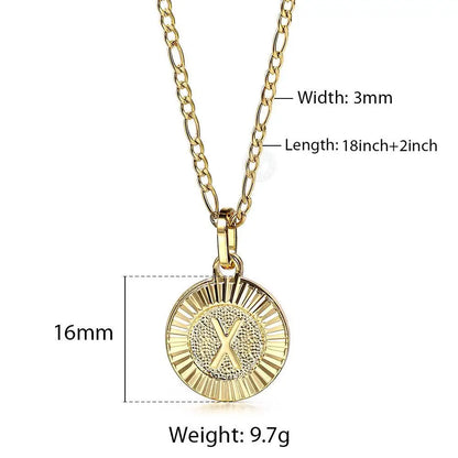 Chic 2pcs Letter Pendants with Figaro Chain Necklace Stainless Steel Link Choker for Men Women Gold Color Jewelry Gift 18inch