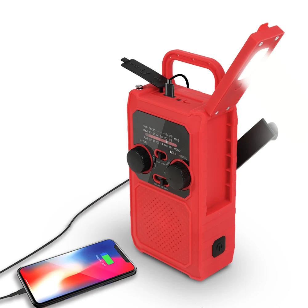 Solar Crank Portable Radio AM FM NOAA Weather Radio with 5000mAh Power Bank Flashlight & Reading Lamp