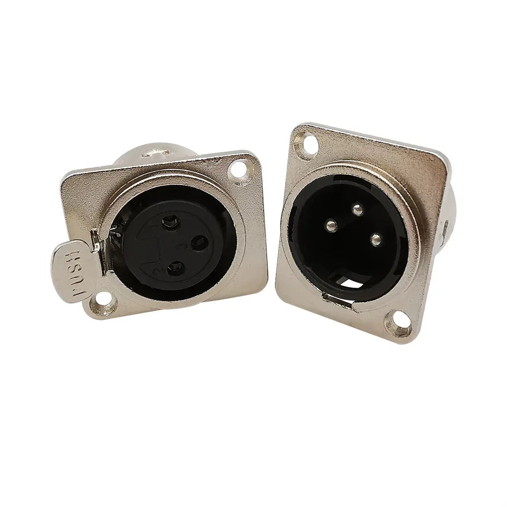 10Pcs XLR 3Pin Male Female Panel Audio Microphone Jack Plug Connector XLR Metal Socket Silver
