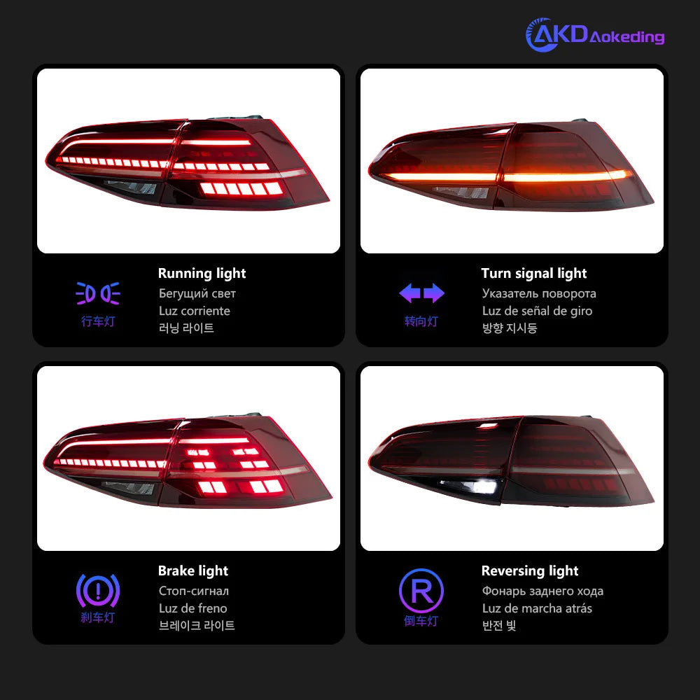 2PCS AKD Tail Lamp for VW Golf 7 Tail Light 2013-2021 Golf 7.5 Rear Fog Brake Turn Signal Automotive Accessories