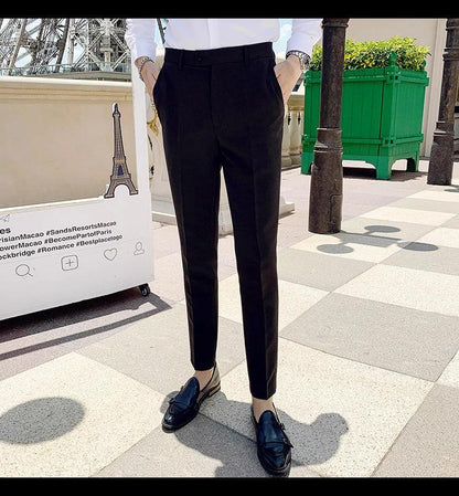 Boutique Fashion Solid Color Mens White Business Casual Suit Pants Male Slim Casual Trousers Wedding Dress Suit Pants
