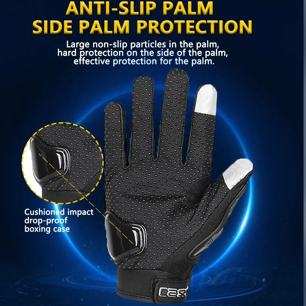 Motorcycle Gloves Summer Waterproof Touch Screen Full Finger Gloves Protective Anti-fall Guantes Moto Non-slip Riding Gloves