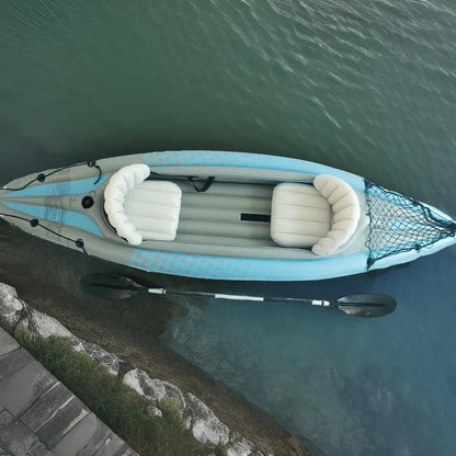2-Person Inflatable Kayak with Aluminum Oars , High Output Air Pump  Double Tandem Kayak PVC Boat for Adults, Two Person Canoe