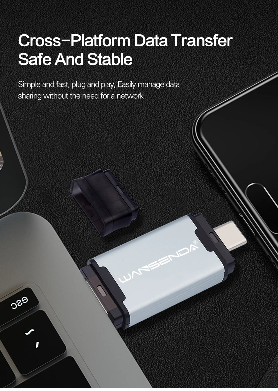 WANSENDA 128GB TYPE C USB 3.0 Flash Drive Pen Drive 32GB 64GB 256GB 512GB High Speed Pendrive for HUAWEI TYPE-C Mobile/PC