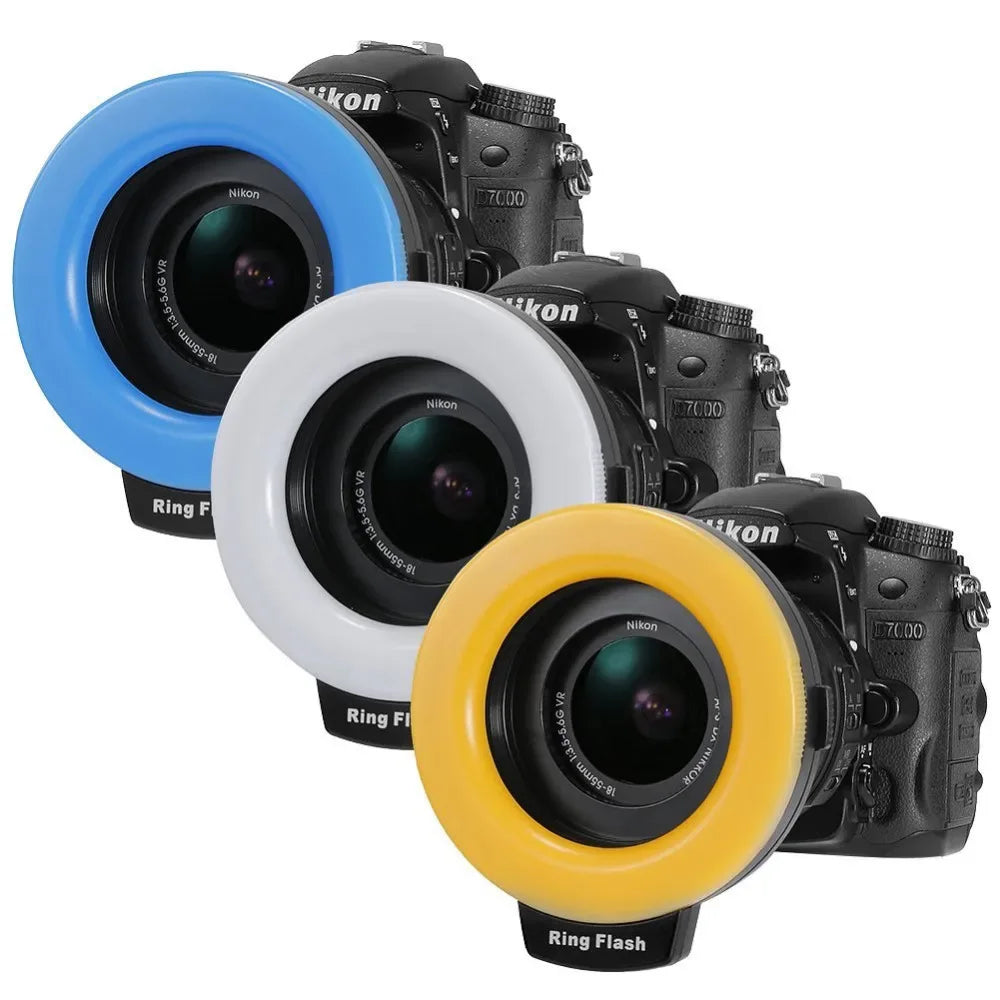 RF-550D 48pcs Macro LED Ring Flash Bundle with 8 Adapter Ring for Canon Nikon Pentax Olympus Panasonic DSLR Camera Flash  HD 130