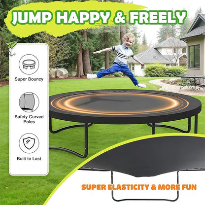 Zoshine 12FT/14FT/16FT Outdoor Trampoline Safety Enclosure Net Durable Alloy Steel Frame PVC Material Weather-Resistant