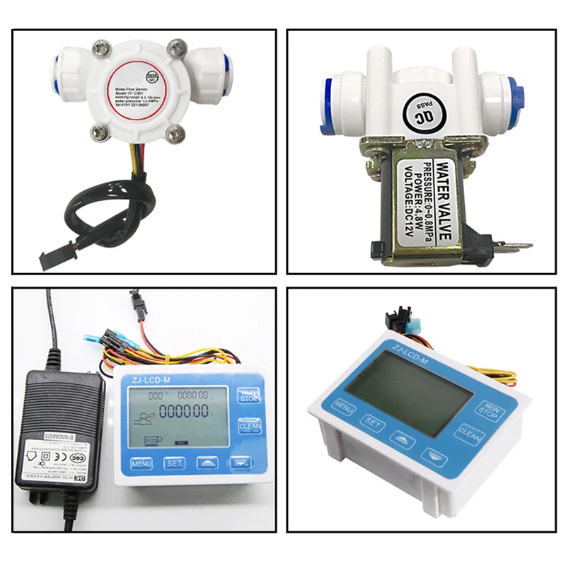 LED Digital Display Flow Quantitative Controller Instrument 3/8" PE Quick Connect Water Sensor Solenoid Valve Electric by PDG ibma