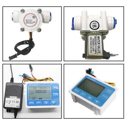 LED Digital Display Flow Quantitative Controller Instrument 3/8" PE Quick Connect Water Sensor Solenoid Valve Electric by PDG ibma