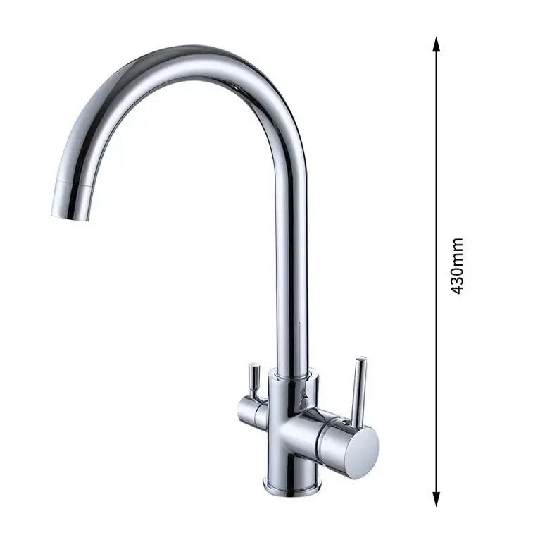 Luxury Chrome Deck Mount Kitchen Faucet - High Quality Dual Handle Pure Water Sink Tap