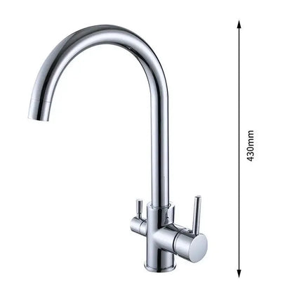 Luxury Chrome Deck Mount Kitchen Faucet - High Quality Dual Handle Pure Water Sink Tap