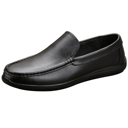 Men Genuine Leather Loafers Square Toe EVA Midsole Rubber Outsole Breathable Solid Pattern All Seasons Casual Shoes