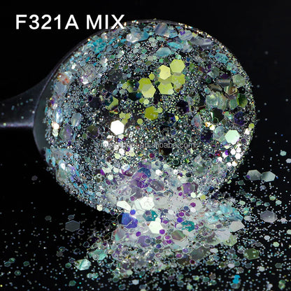 Free Samples Opal Iridescent Chunky Glitter Mix Crystal White Colors 1kg for Crafts Face Nail Art