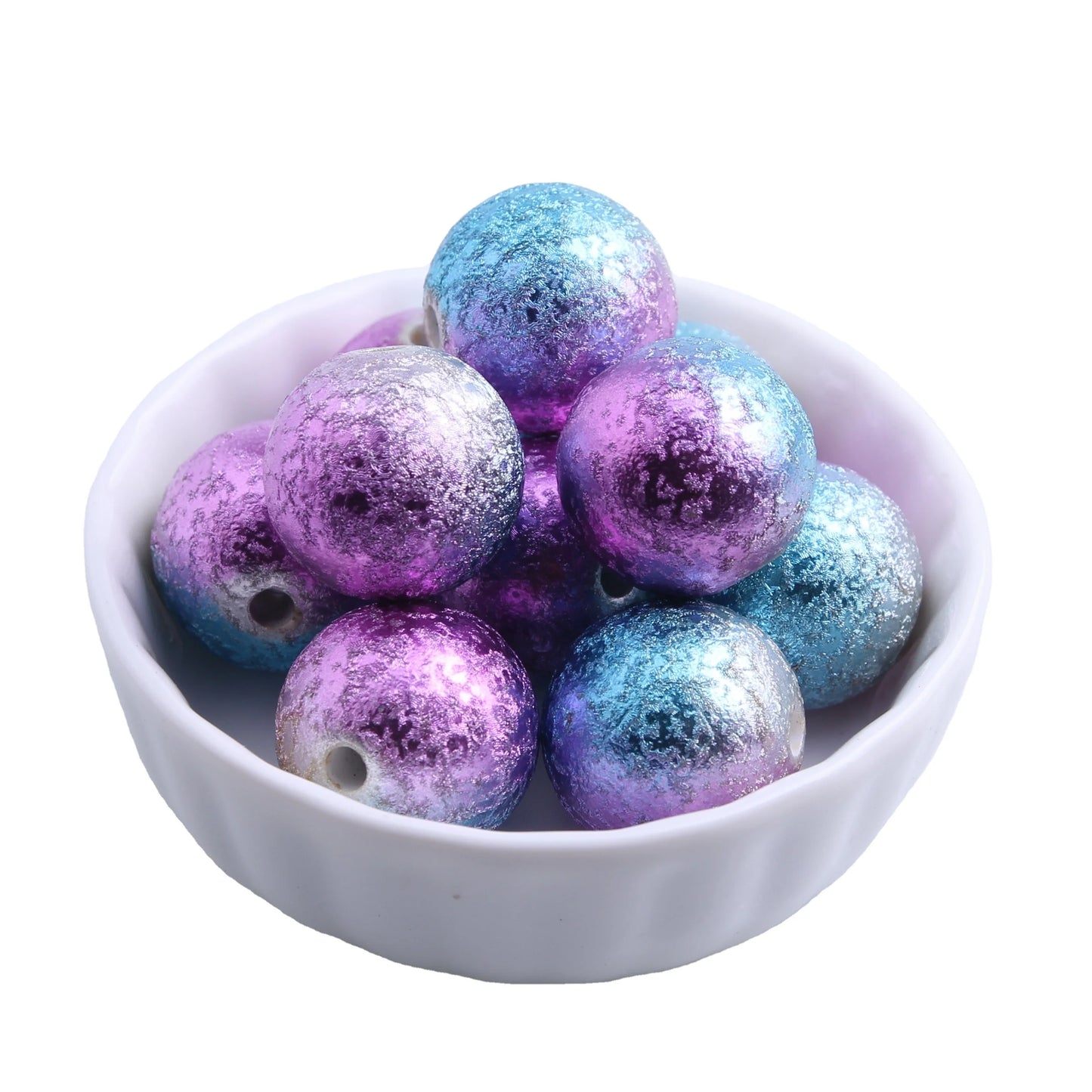 Colorful Bulk Loose New Fashion Round Jewelry Making Beads for Kids Necklace Blending Color Acrylic Wrinkle Beads 20mm