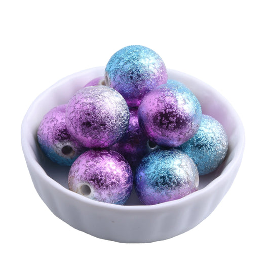 Colorful Bulk Loose New Fashion Round Jewelry Making Beads for Kids Necklace Blending Color Acrylic Wrinkle Beads 20mm