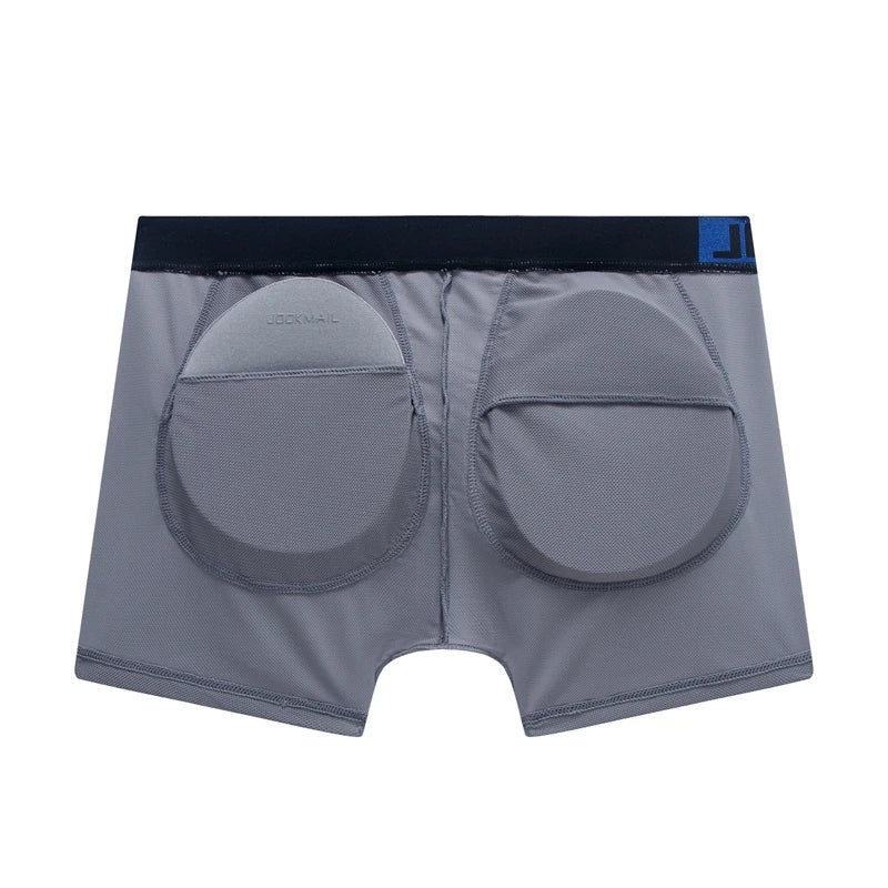 Buttock Lift Men's Low-Rise Boxer Briefs Breathable Knitted Fabric Removable Padding Health Club V-shaped Waistband Waist Logo