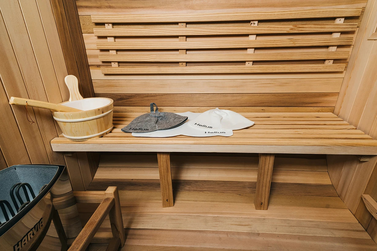 Outdoor Square Sauna, Patchwork Red Cedar Traditional Steam Sauna Kit with Outdoor Waterproof Tile and More