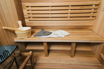Outdoor Square Sauna, Patchwork Red Cedar Traditional Steam Sauna Kit with Outdoor Waterproof Tile and More