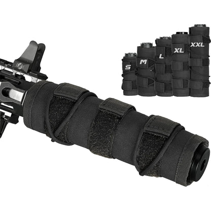 5-Size Tactical Suppressor Cover Heat Resistant Gun Sleeve with MOLLE Wrap Adjustable Nylon Protector for Hunting & Shooting