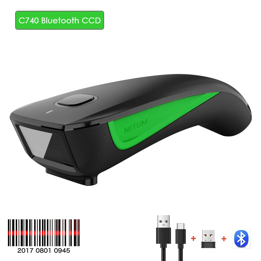NETUM C750 Barcode Scanner Wireless Bluetooth Pocket USB 1D 2D for Inventory Barcode Reader for Tablet IOS Android-Fast Shipping