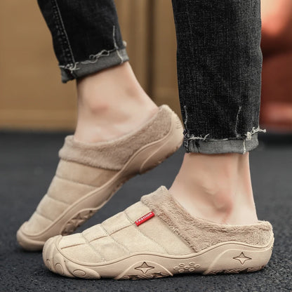New Men Slippers Winter Bottom Soft Home Shoe Cotton Thick Slippers Indoor Slip-On Slides Comfortable Shoe Slippers Plus Size