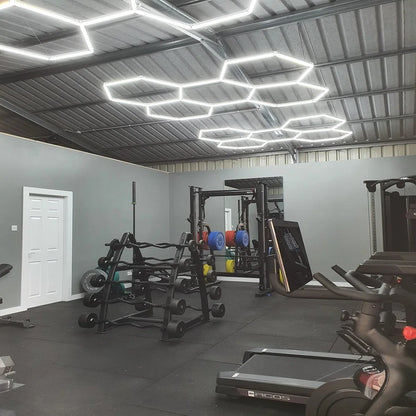Etop 1680*2410MM Hexagon Workshop Ceiling LED Lights for Car Shop Garage with Honeycomb Design IP65 AC