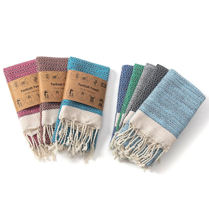 Wholesale Turkish Jacquard Cotton Rectangle Kitchen Towel Quick-Dry Embroidered Tassel Design Floral Pattern Home Bath Use