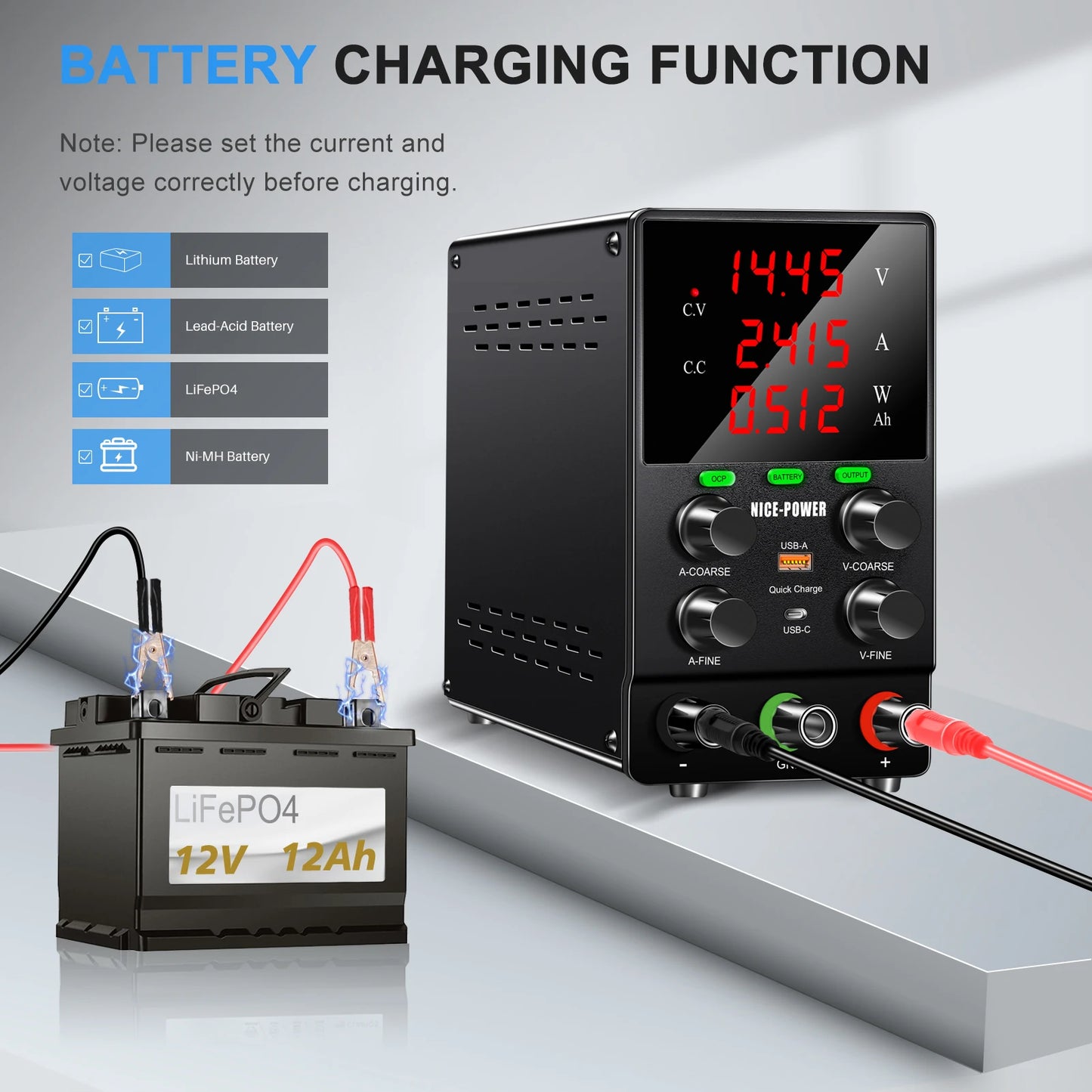 SPS3010C 30V 10A Adjustable DC Digital Display Switching Power Supply 300W DC Power Supply Battery Charging Repair Laboratory