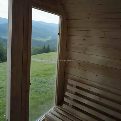 Modern White Pine Sauna Room - Solid Wood & Tempered Glass, Ready for Your Backyard