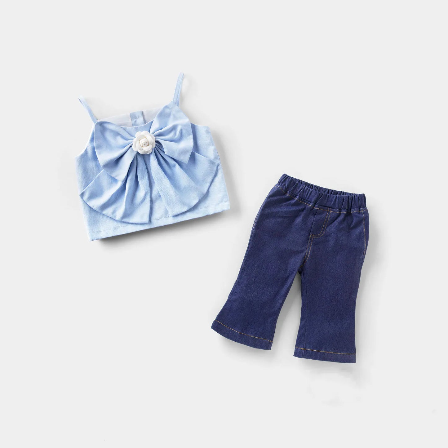 Sweet Princess Dress Collection for Girls Solid Patterns and Bows Clothing Sets for Children