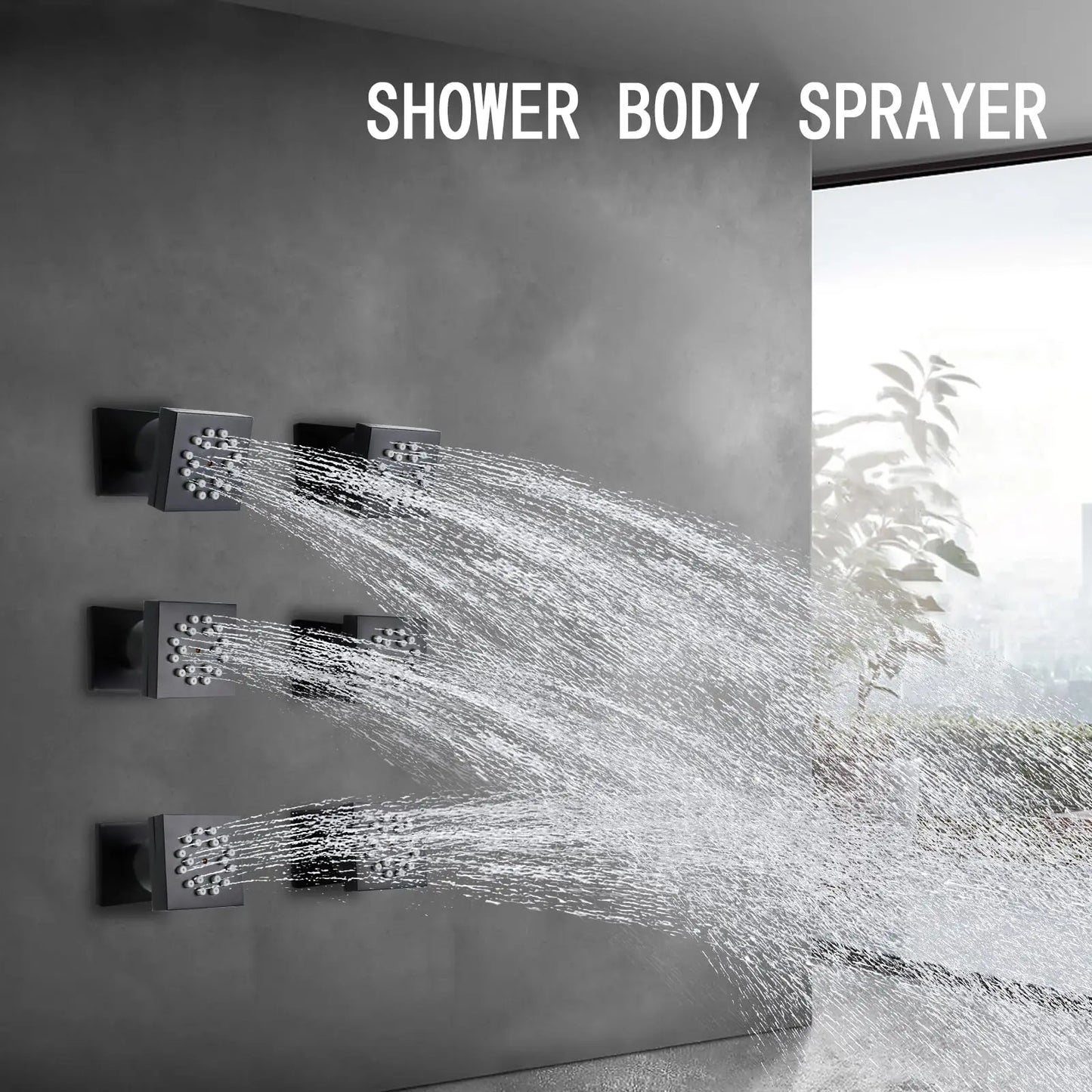 High Pressure Wall Mount Brass Square Showerhead Spa Massage Shower Sprayer Nozzles 2-Function Shower Body Sprays Jet