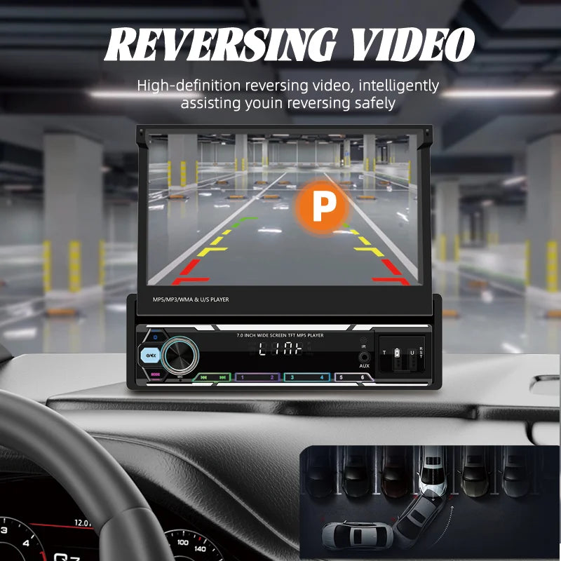7" Wireless Android 10.0 Car MP5 Player Dashboard Manual Control /SD/RDS/USB/RED Function LCD Screen Amplifier RGB