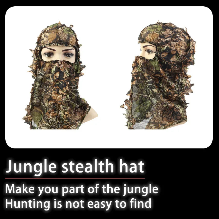 New Ghillie Suit Ghillie Camouflage Leafy Hat 3D Full Face Mask Headwear Turkey Camo Hunter Hunting Accessories