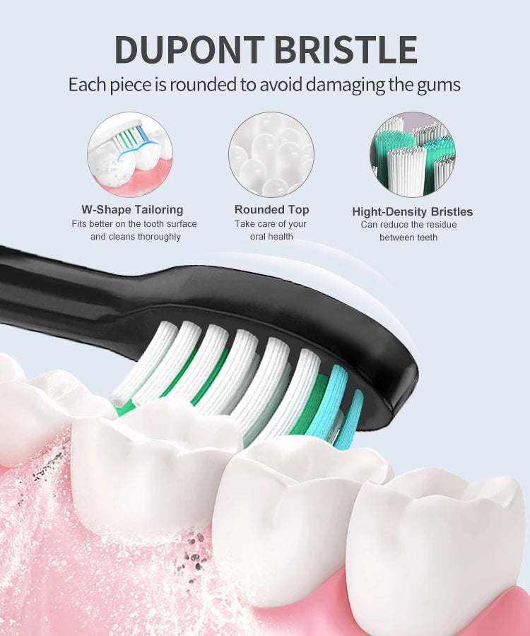Deep Clean Rechargeable Sonic Electric Toothbrush with 8 Brush Heads Adult IPX7 Waterproof Medium Electric Tooth Cleaner