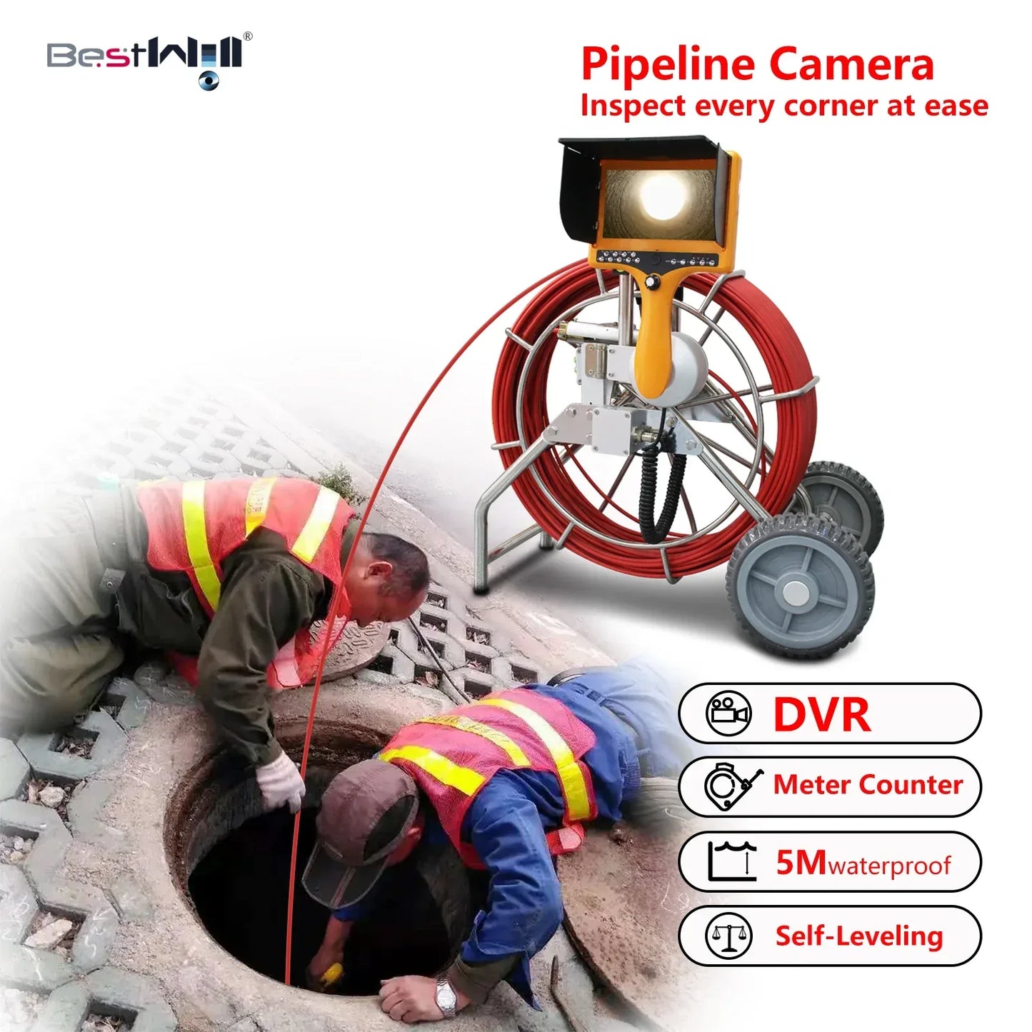 Factory Wholesale Cavity Wall Spaces Under Floors Inspection hd Video Pipe Inspection Camera for Plumbing