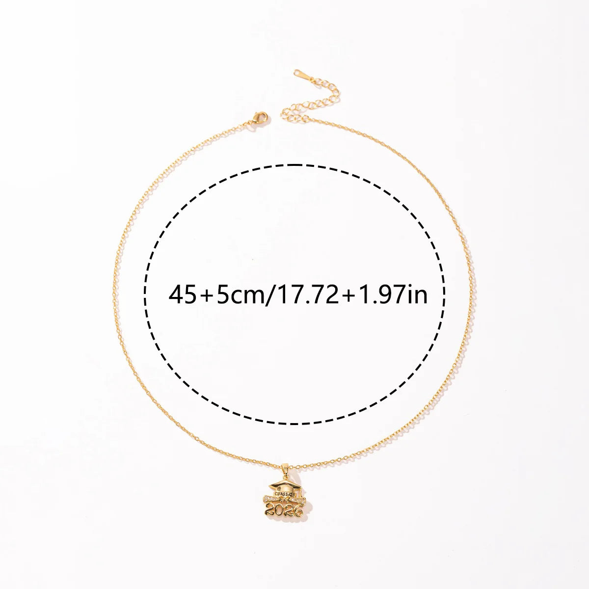 1Pc Women Copper Zircon 2026 Graduation Cap Pendant Necklace with Cable Chain Daily & Party Jewelry
