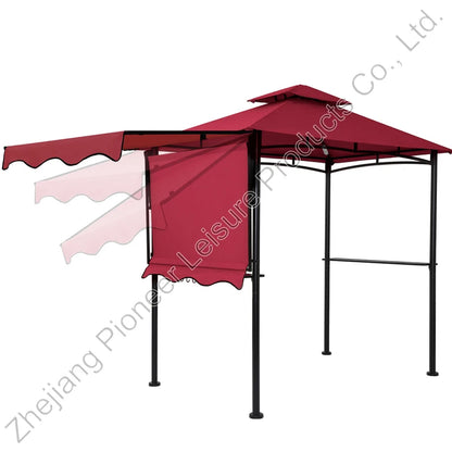 1 Piece MOQ Promotional Gazebo Collection Side Awnings Shelves 2-Tier Patio BBQ Grill Gazebo Canopy 5x8 Ft. Red for Barbecue