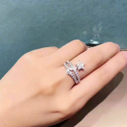 Star Cocktail Ring Micro Pave Cubic Zirconia Lab Created Unisex Fashion Ring Gift Jewelry