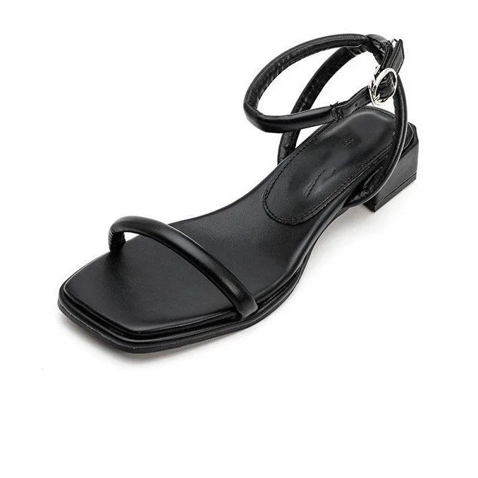 New Mid Heeled Sandals for Women, Summer Fish Mouth Covers, Thick Heels, High Heels, Simple Color Style