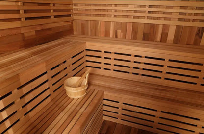 Modern Design Movable Outdoor Sauna Room with Porch Solid Wood Cylinder Door Matched with Far Infrared Sauna Stove