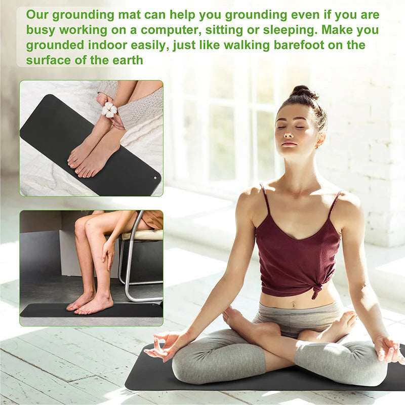Eco-friendly 15FT Anti-Slip Grounding Mat Conductive Keyboard with Straight Cord Edge Earthing Leather Rubber Mat Safety Product