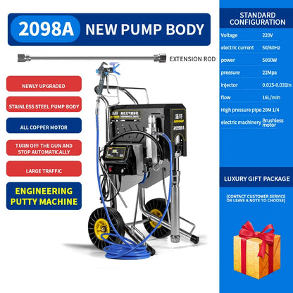 High-Power 220V Electric Airless Spray Gun Professional Latex Paint Coating High-Voltage Brushless Motor Engineering Electric
