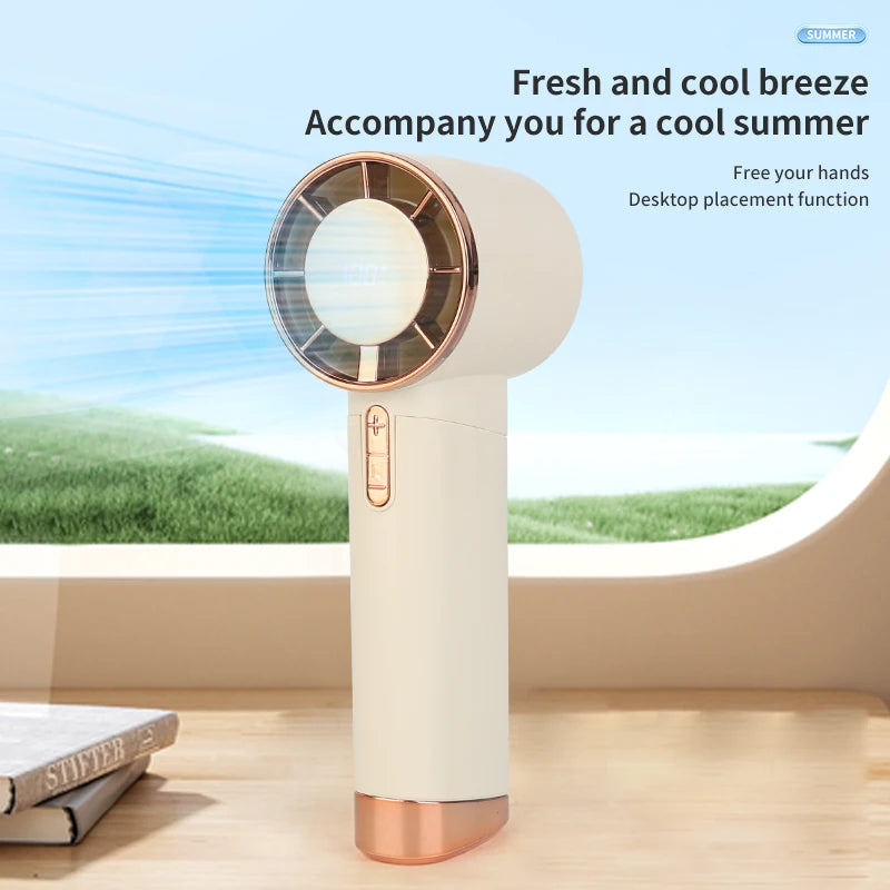 2025 Portable Wearable Mini Turbo Cooling Handheld Fan 100 High-Speed Type-C Rechargeable New Design Small Portable Hand Fan