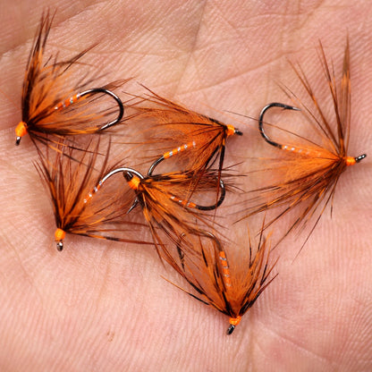 Vampfly 8PCS Size #12 Tenkara Nymph Wet Fly Trout Fishing Fly Soft Hackle Spider Trout Flies Bait Lures Black Orange Yellow