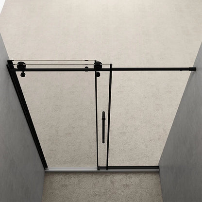 Sliding Framed Shower Door, Matte Black Aluminum Frame, Black Seal Strip, Tempered Glass for Bathroom Shower Room Door