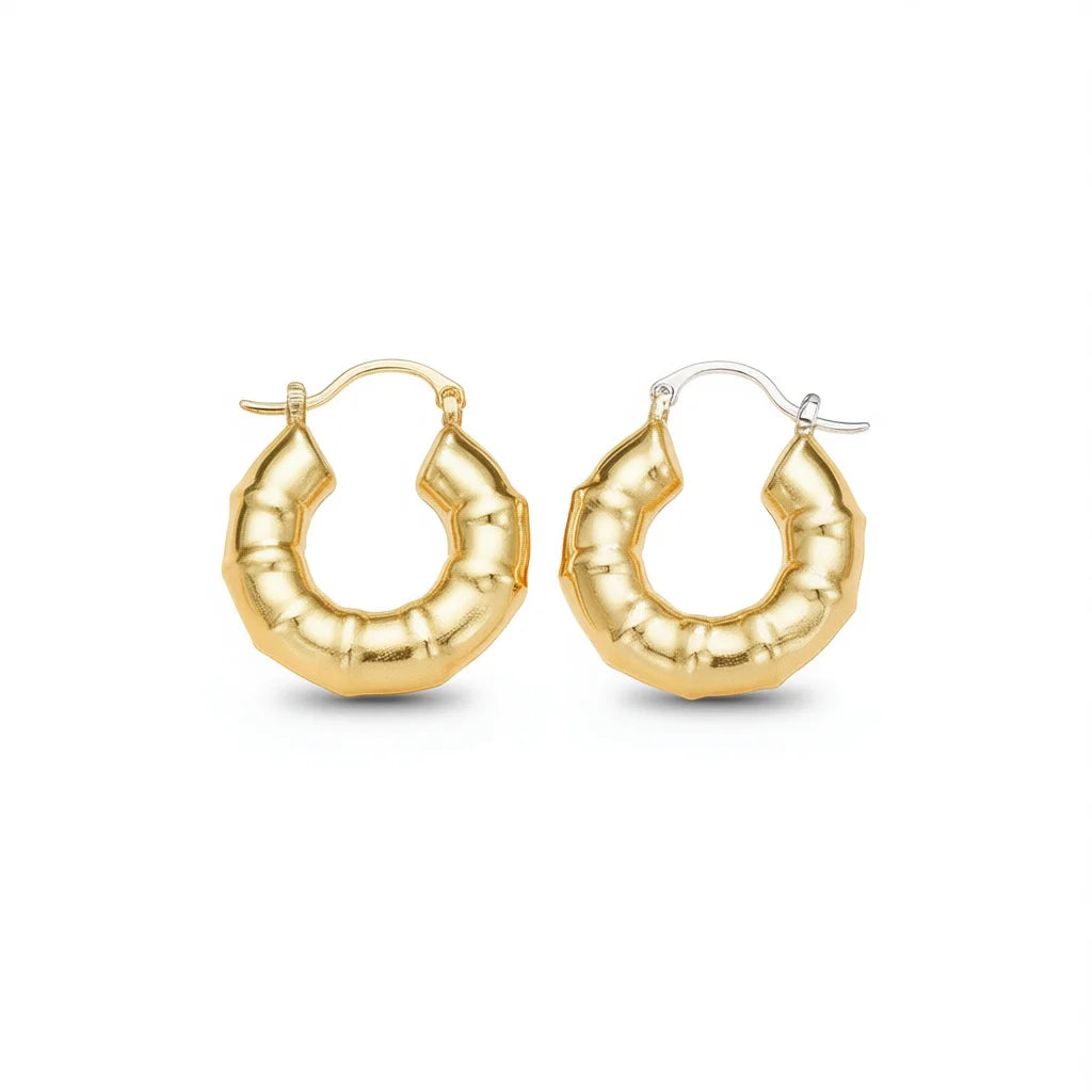 Gold Plated Geometric Hoop Earrings For Women Trendy Fashion Jewelry Alloy Earrings 18K Gold Finish