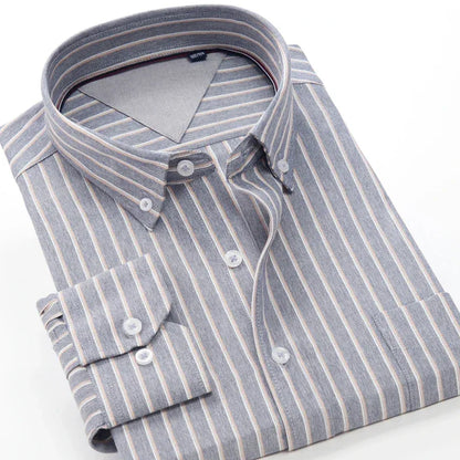 6XL 7XL 8XL 9XL 10XL Elegant Classic Youth Men's Business Casual Striped Long Sleeve Shirt Autumn Brand big Size Loose Shirt