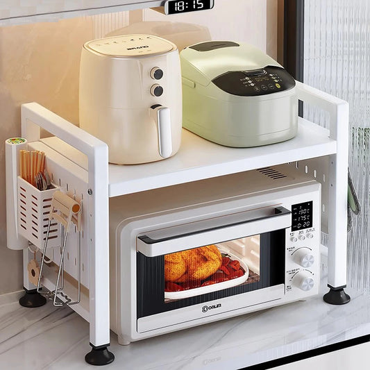 Multifunctional Double-Tier Pot Rack for Kitchen Microwave Oven Standing Type Installation Household Storage Table Top