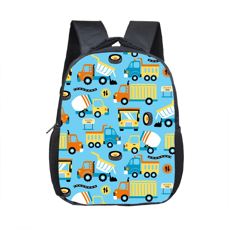 Truck/Ambulance/Car/Tractor Backpack Children's 12 Inch Kindergarten School Bag Cartoon Printing Excavator Backpack