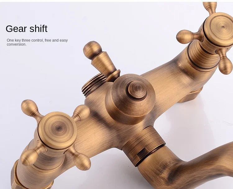 Modern European-Style Brass Bathroom Shower Suite Dual Handle Wall-Mounted Shower Faucet Slide Bar Ceramic Valve Core Rain Spray